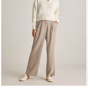 Quince Stretch Crepe Pleated Wide-Leg Pants - 28 inch inseam size 2